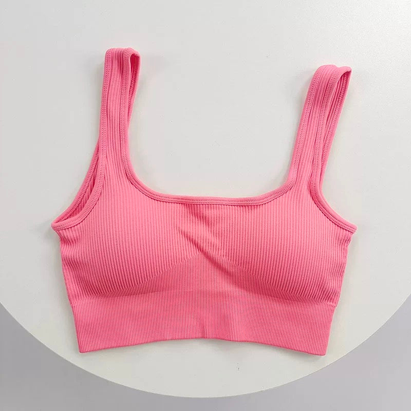 Pepper Ribbed Built-In Bra Crop Top